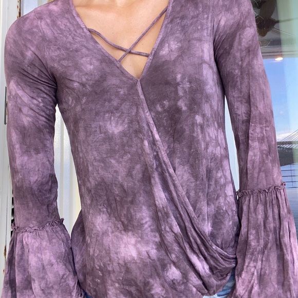 Purple flare sleeved boho top - Picture 2 of 4